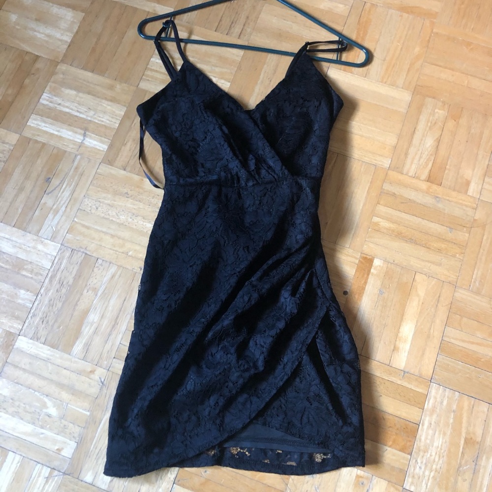 Black lace mini dress